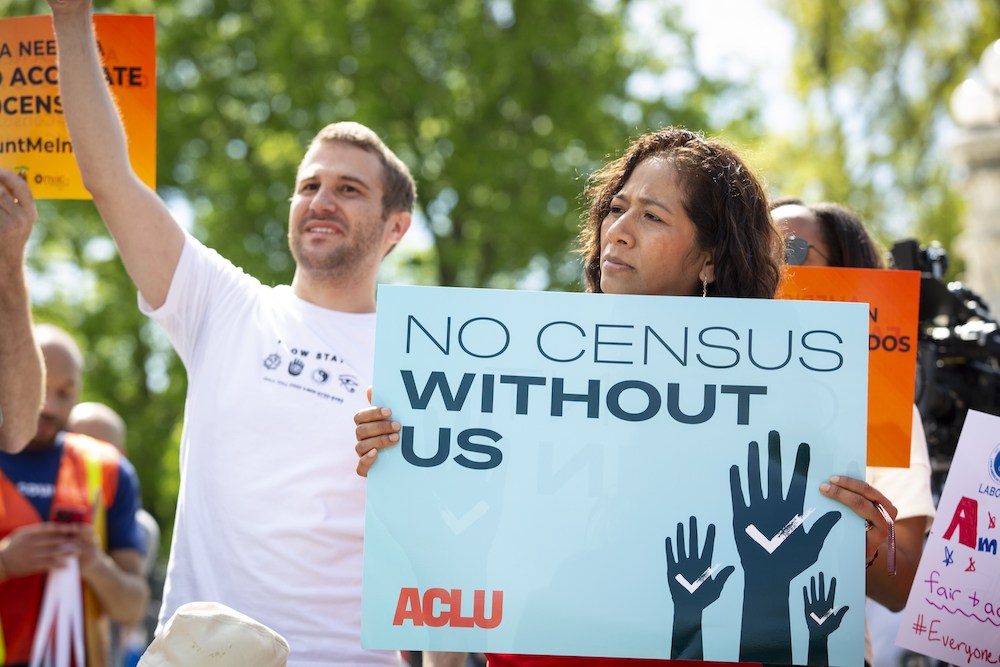 Activists protesting for fair census questions