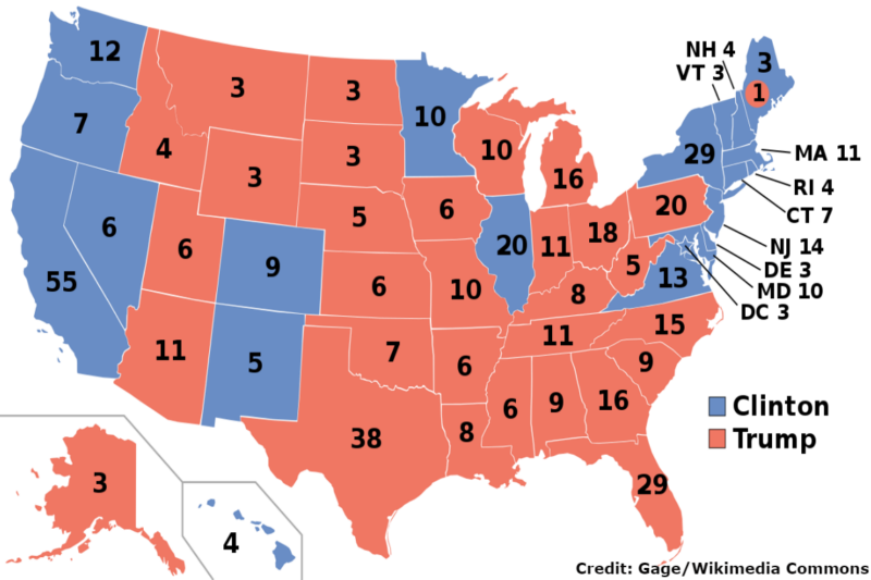 Projected Electoral College map for the 2016 United States presidential election