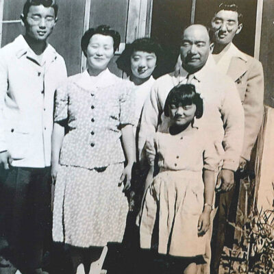Amy Iwasaki Mass with her family at the Heart Mountain Internment Camp.