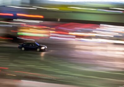 Car in blurry lights