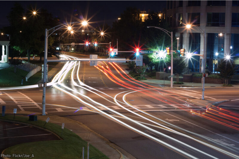 Photo of car lights at night