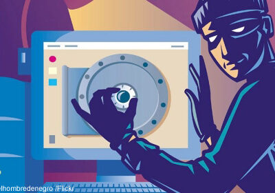 Burglar "cracking" computer-screen "safe"
