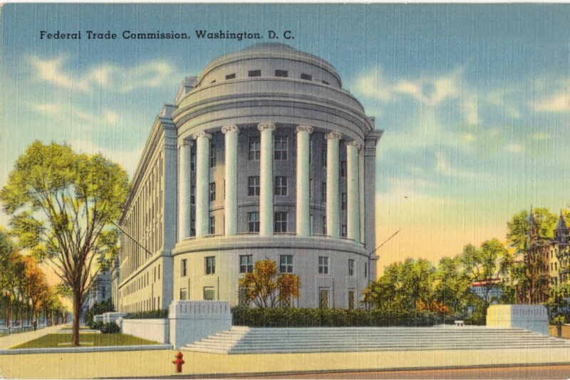 Vintage postcard of FTC building