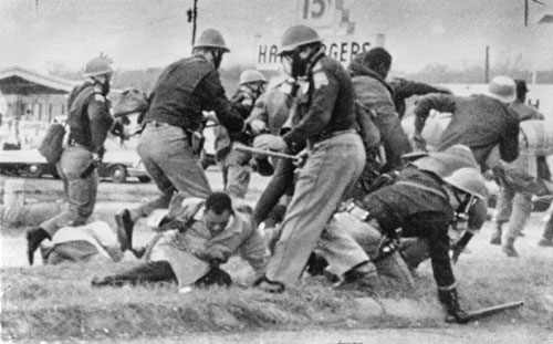 John Lewis being beaten by state troupers during Selma march