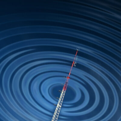 Radio tower with radio waves