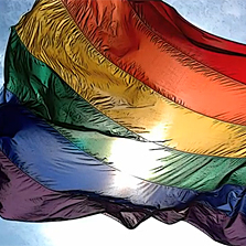 An LGBTQ flag.
