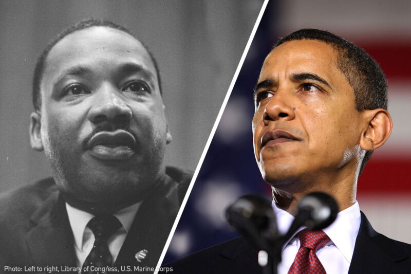 Martin Luther King Jr. and President Barack Obama