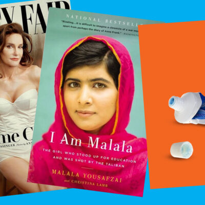 Photo of Caitlyn Jenner's Vanity Fair cover, Malala, and a toothbrush