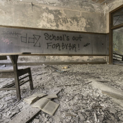 Dilapidated and abandoned school in Detroit
