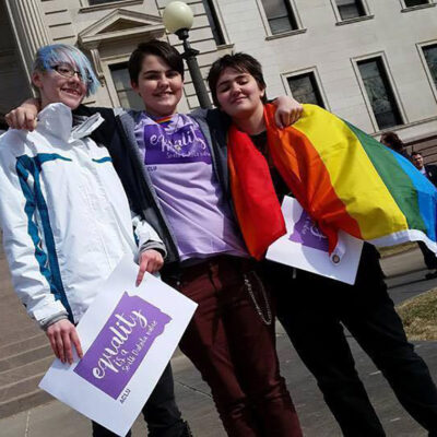 LGBT youth with flag