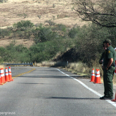 Border agents on road
