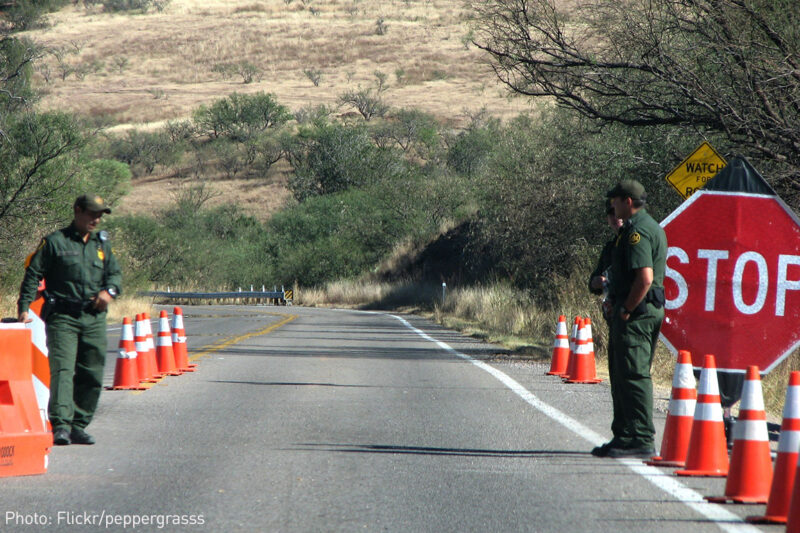 Border agents on road