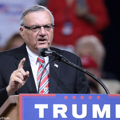 Joe Arpaio speaking at a Trump campaign rally