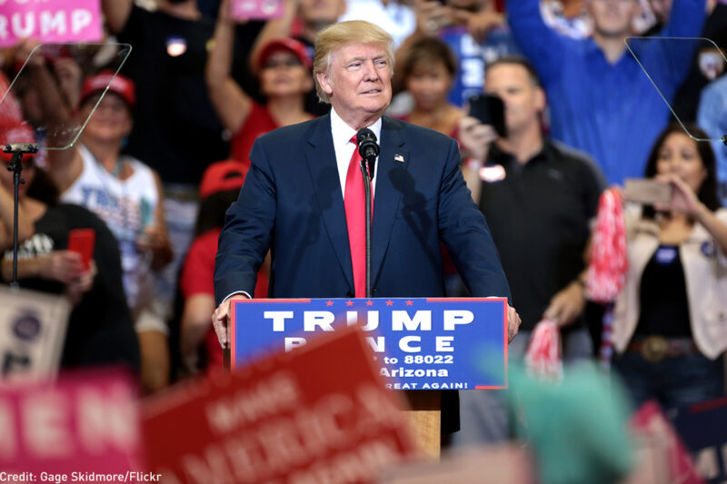 Donald Trump speaking at a rally in Arizona