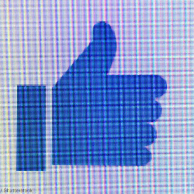Facebook Thumb on a Pixelated Screen