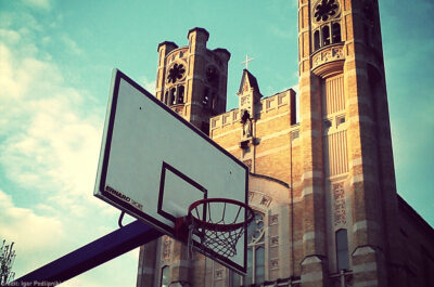 Basket Ball Hoop in front of church