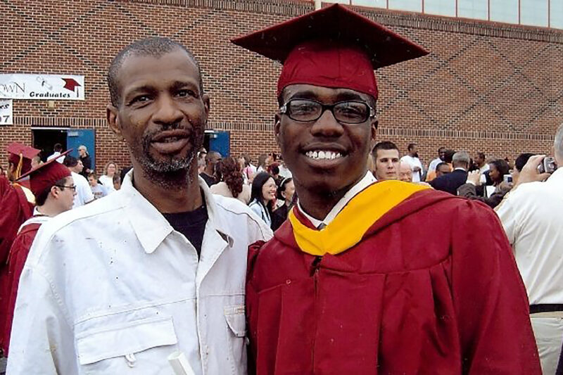 Kevin Harden, Jr. and his dad at his graduation