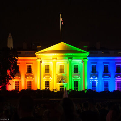 White House lit in rainbow colors