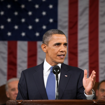 Obama on the podium