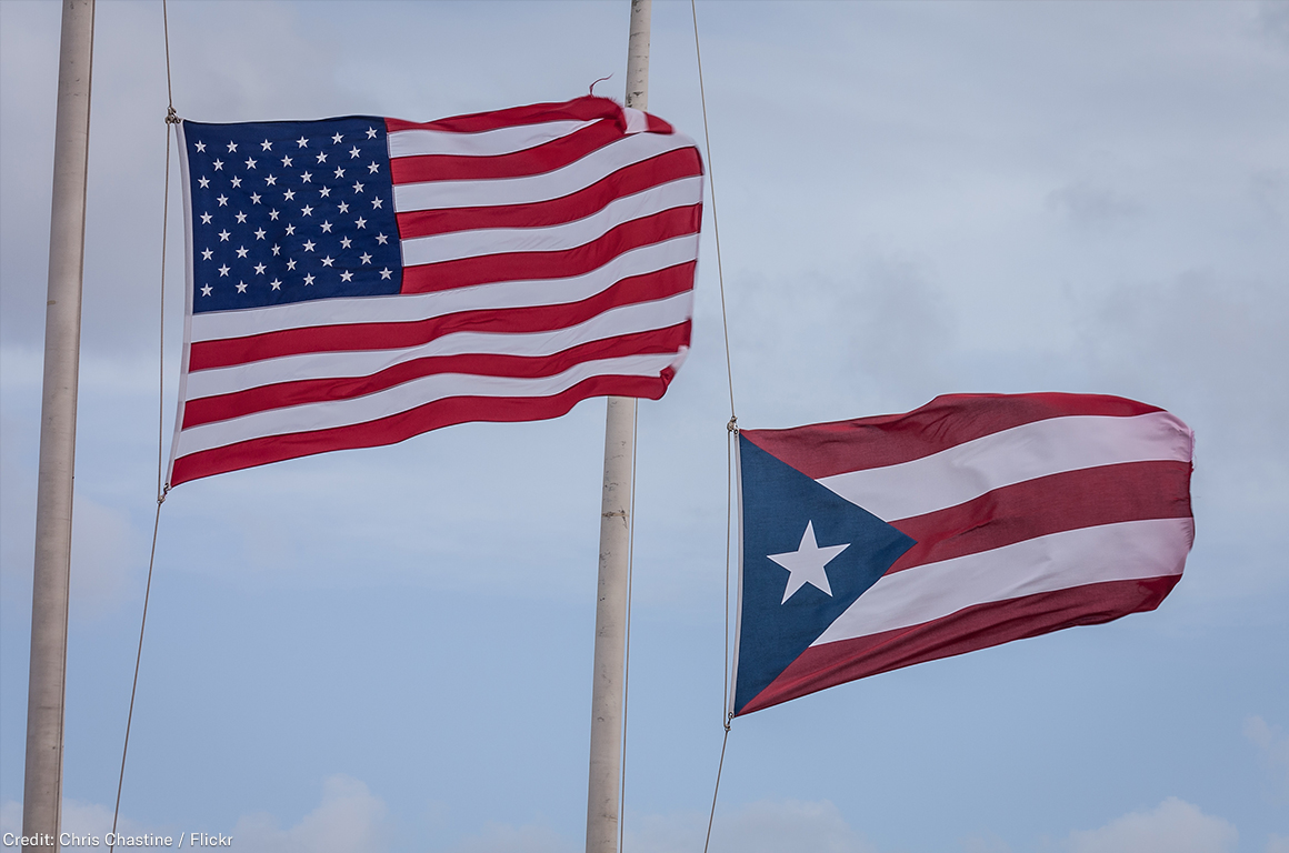 Puerto Rico and American Flag