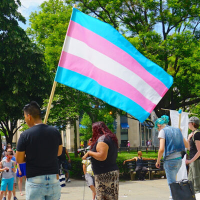 Transgender flag in a demonstration