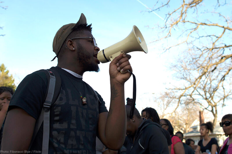 Speaker at Black Lives Matter Protest