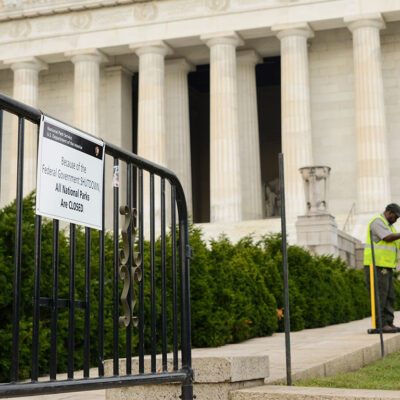 Workers Outside Lincoln Memorial