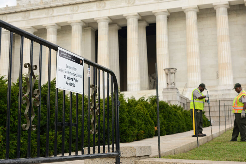 Workers Outside Lincoln Memorial