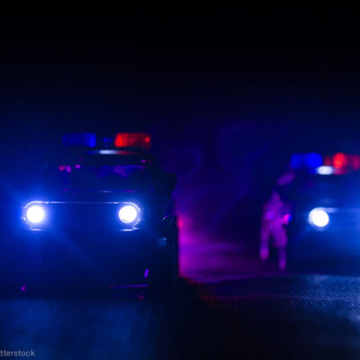 Police cars at night