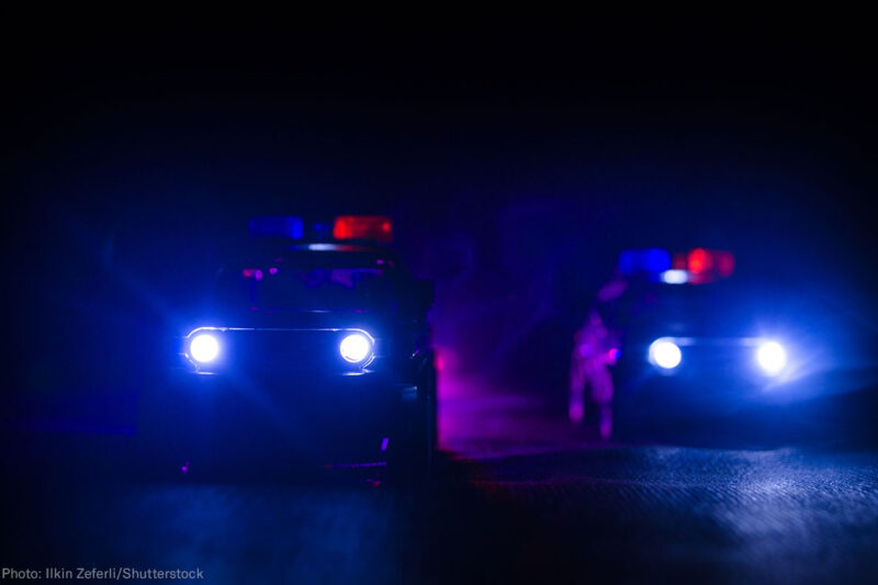 Police cars at night
