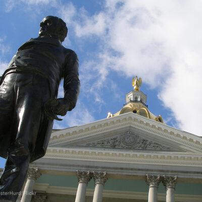 Statue of Daniel Webster outside of the New Hampshire statehouse