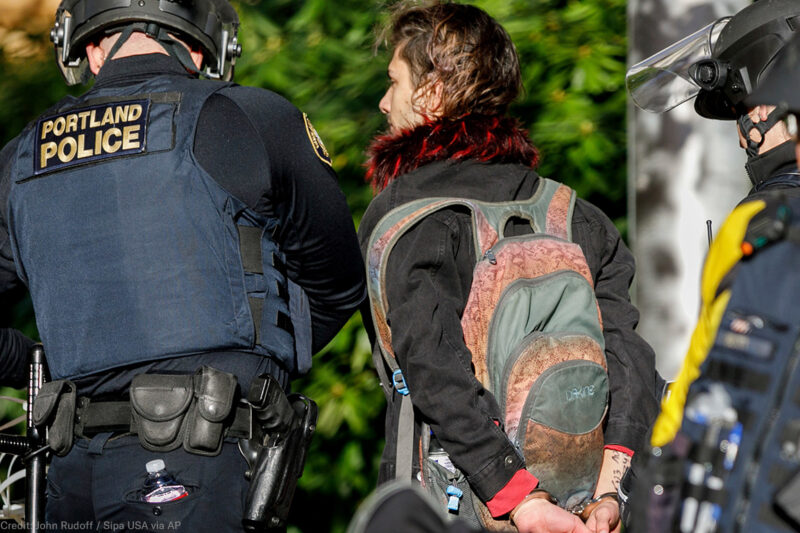Portland Police Handcuffing Protester