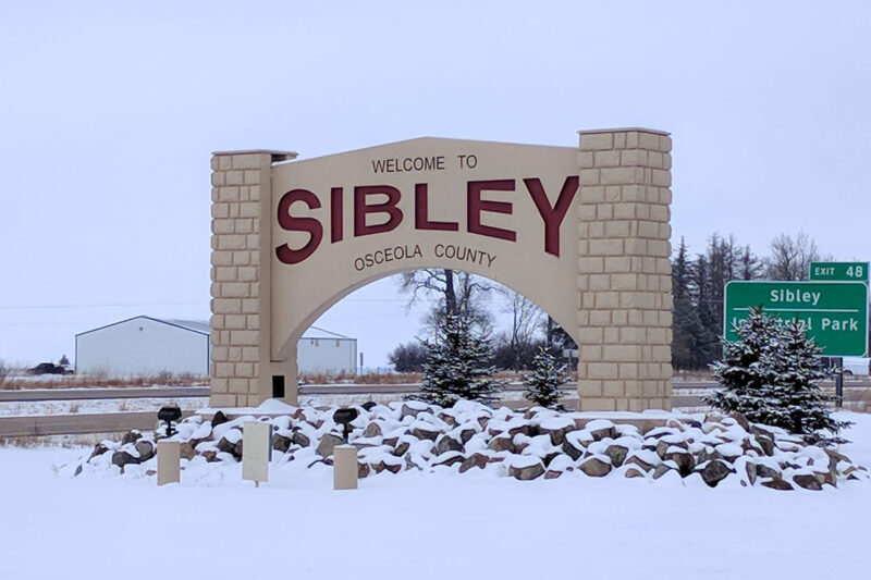 "Welcome to Sibley" sign