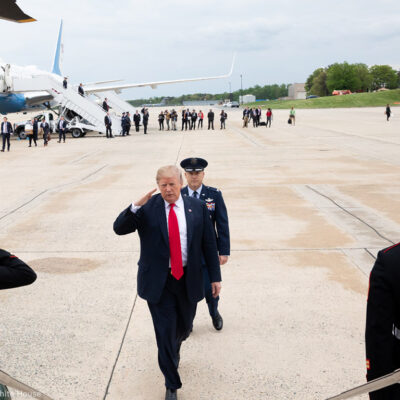 President Trump Saluting Outside Air Force One