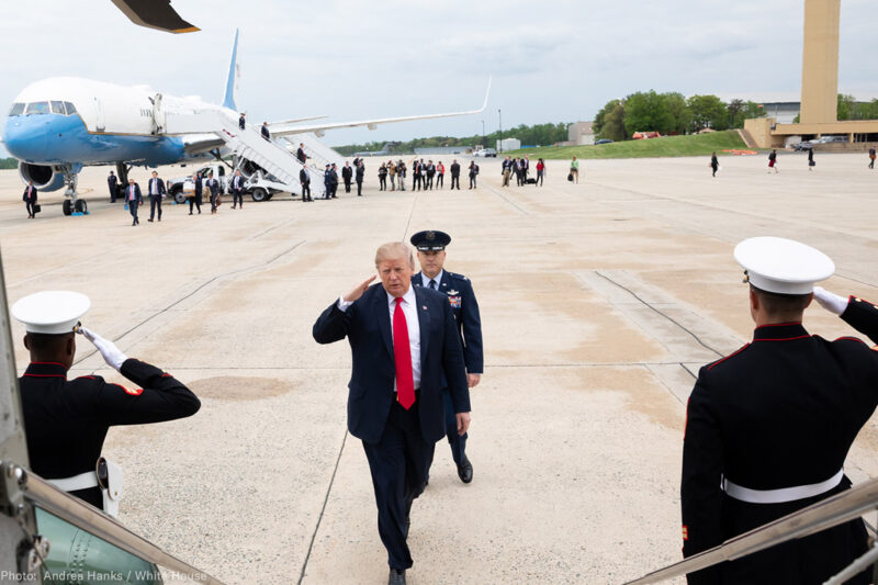 President Trump Saluting Outside Air Force One