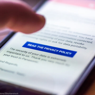 "Read the Privacy Policy" on a phone screen