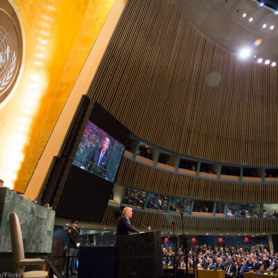 President Trump making a speech at the United Nations