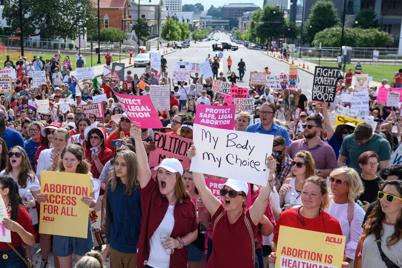 Pro-choice activists with signs