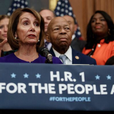 Speaker of the House Nancy Pelosi of Calif., speaks during a news conference on Capitol Hill in Washington, Friday, Jan. 4, 2019, about Introduction of H.R. 1 - For the People Act.