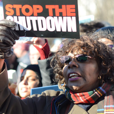 Hundreds rally at the White House for an end to the government shutdown