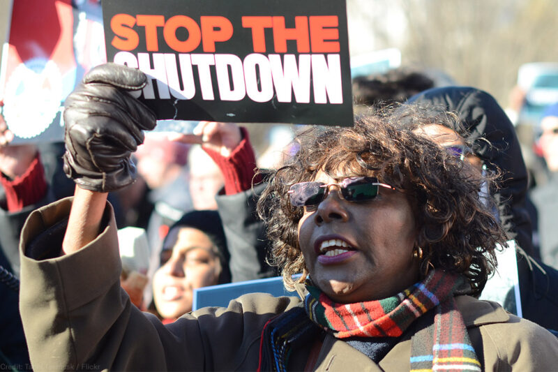 Hundreds rally at the White House for an end to the government shutdown