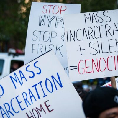 Protest signs against mass incarceration