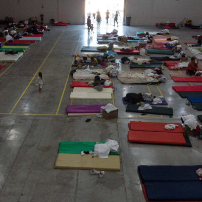 General view inside the Leona Vicario Federal shelter for asylum seekers in Ciudad Juarez on October 9, 2019, Chihuahua state, Mexico