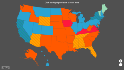 Map of felony disenfranchisement laws by state
