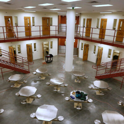 Inmate housing area in a California prison.
