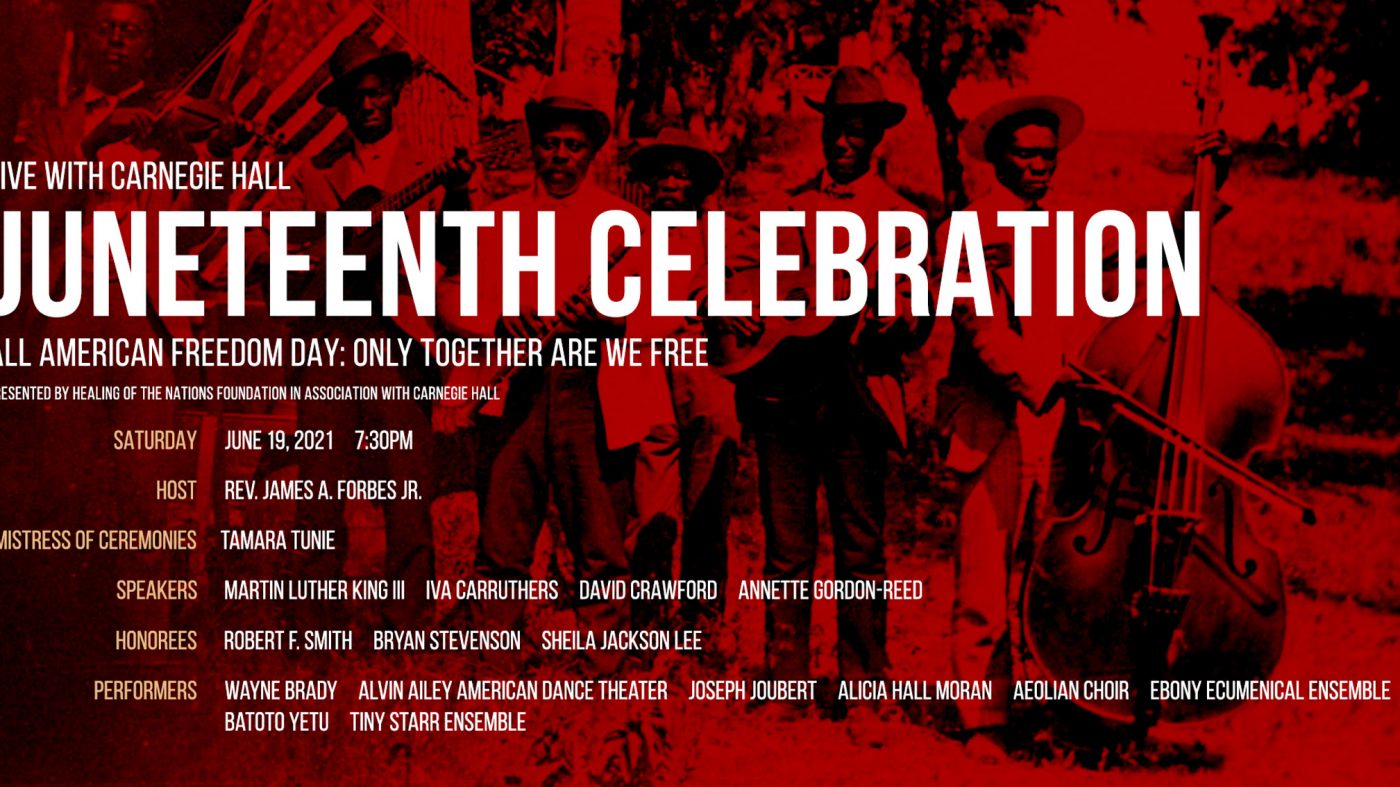 Red flyer that reads "Juneteenth Celebration"