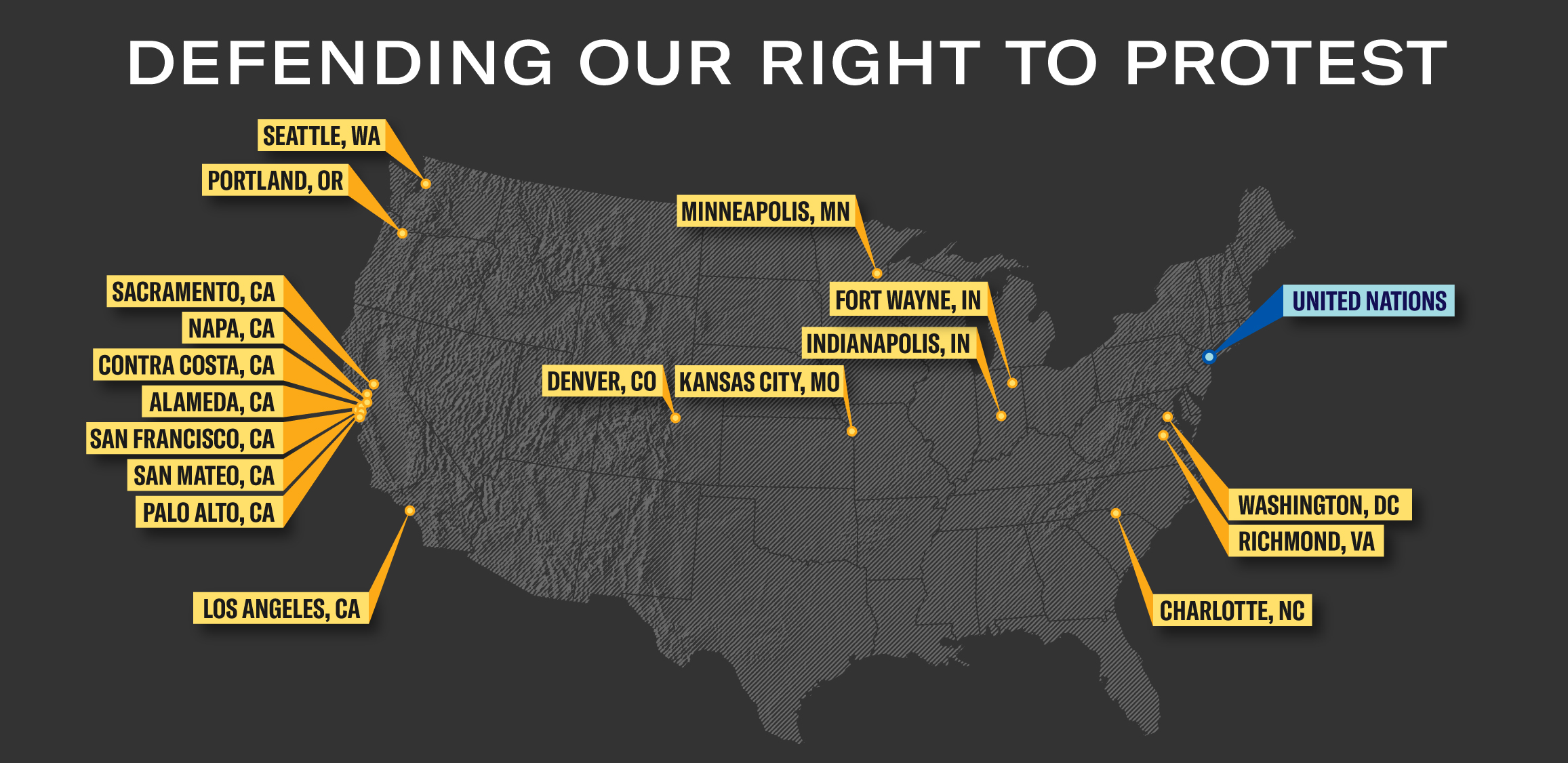 Defending our right to protest: cities where we've filed lawsuits.