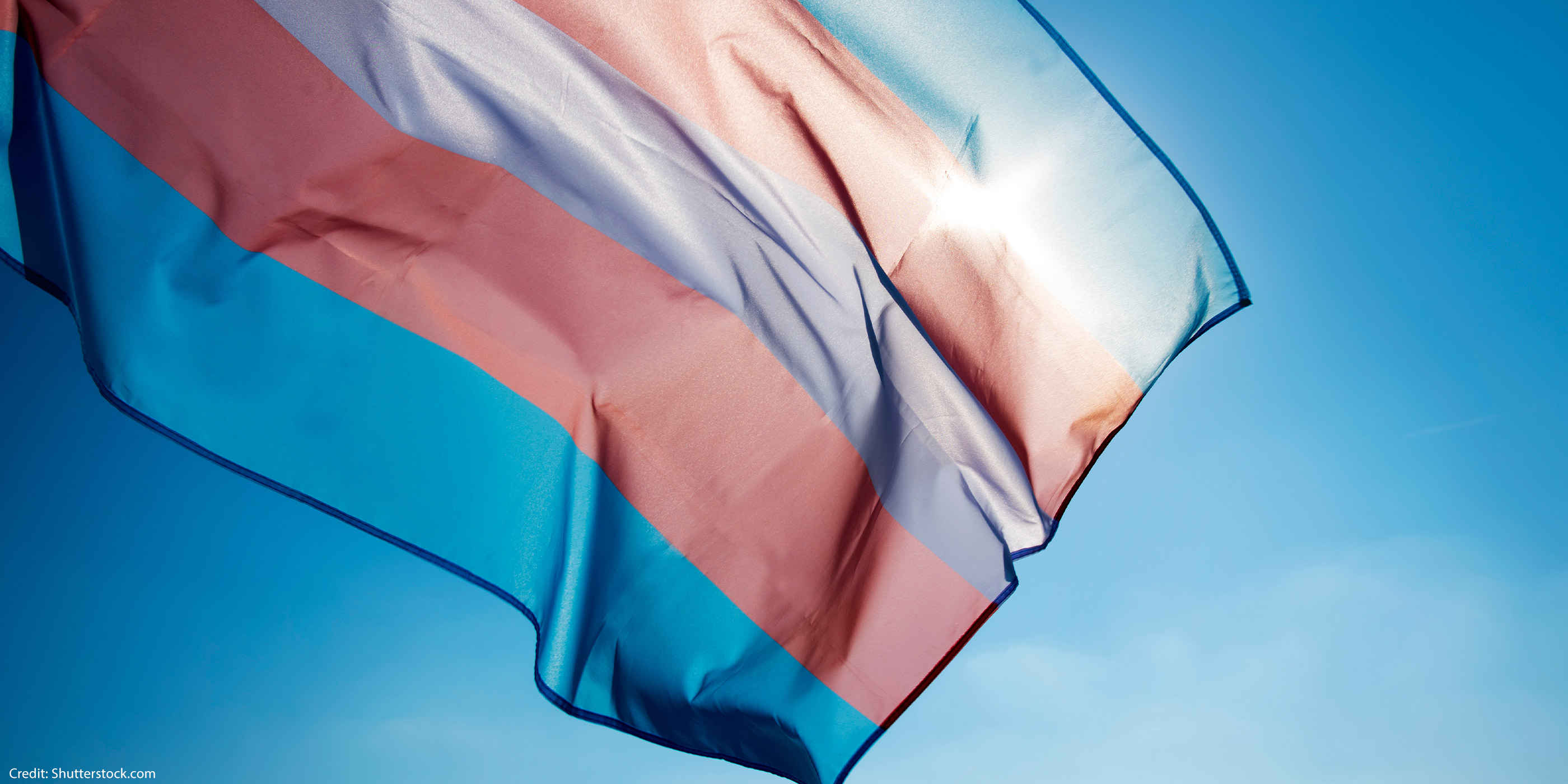 Trans pride flag on blue sky