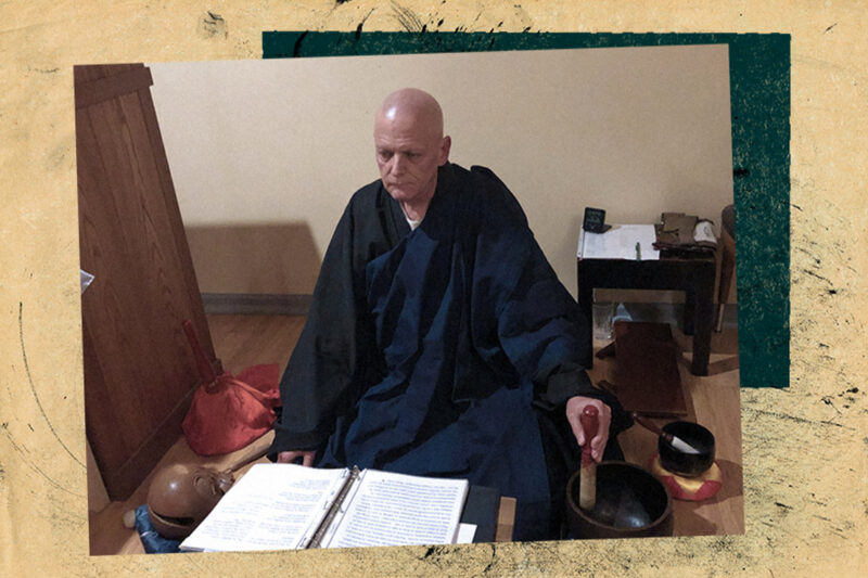Reverend Seigen Hartkemeyer Zen Buddhist Priest with book
