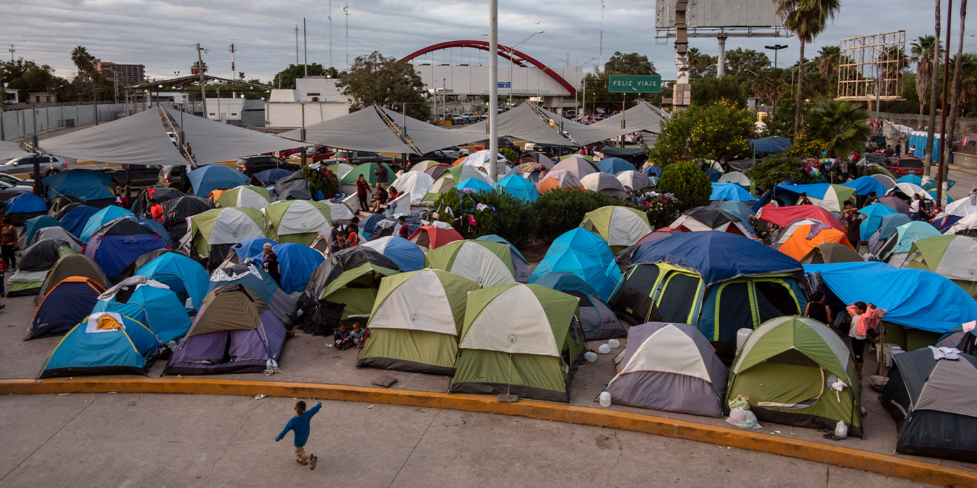Refugee camp for migrants and asylum seekers in Matamoros, Mexico, October 2019.